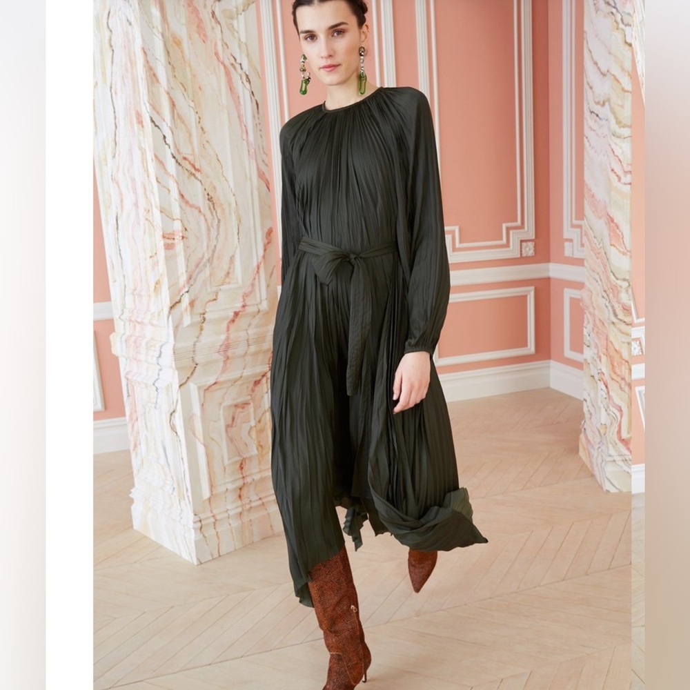 Ulla Johnson Yalena Midi Dress Forest Green Sz 2